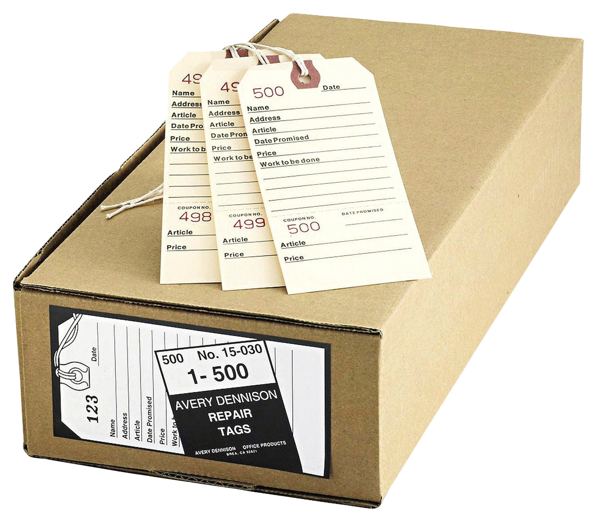 Avery Manila Stock Duplicate Repair Tag, 5-1/4 X 2-5/8 Inches, 1-500, Pack of 500, Item Number 1054268